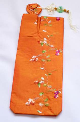 Wine Bottle Silk Bag - Orange